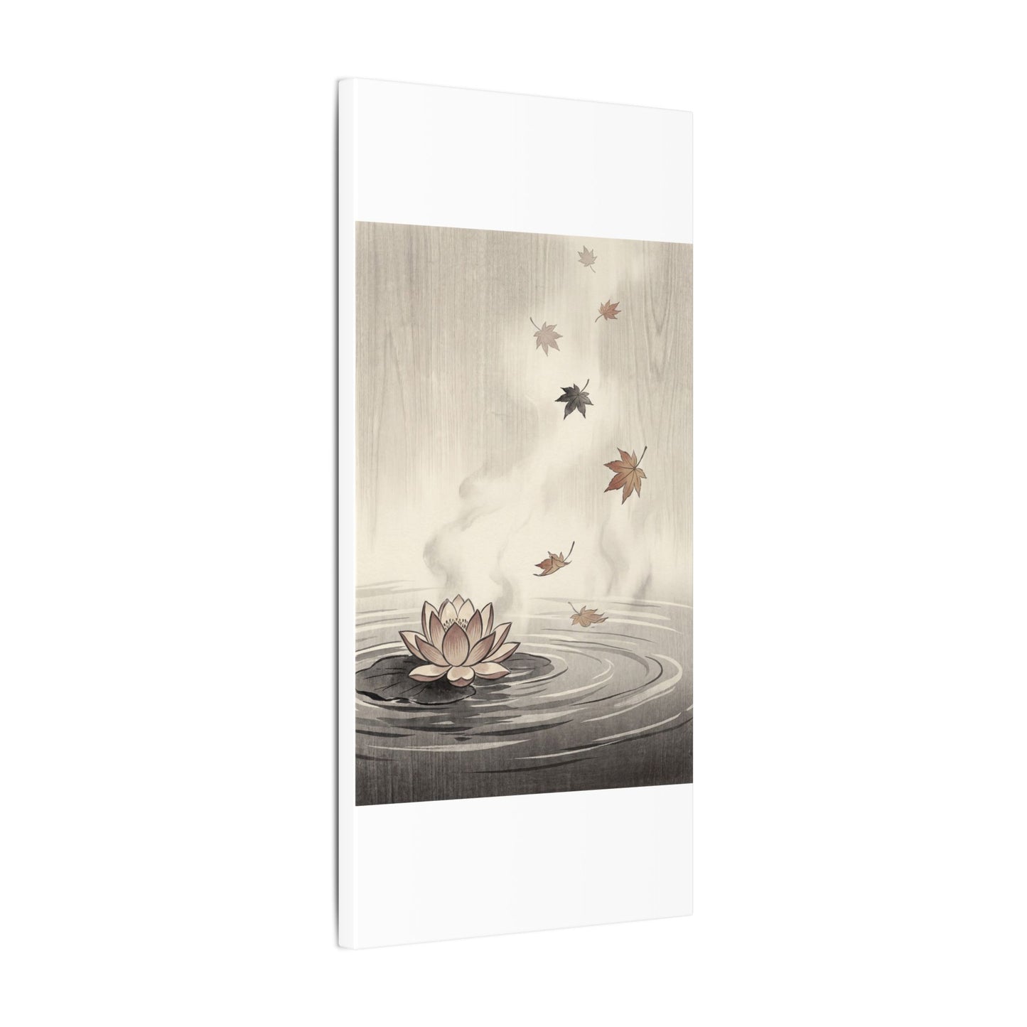 Lotus Flower Canvas Art | Autumn Zen Ukiyo E Inspired Art