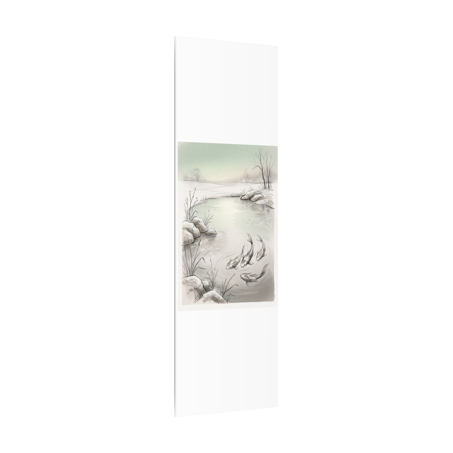 Koi Pond Minimal Line Canvas Art | Cozy Japandi Art