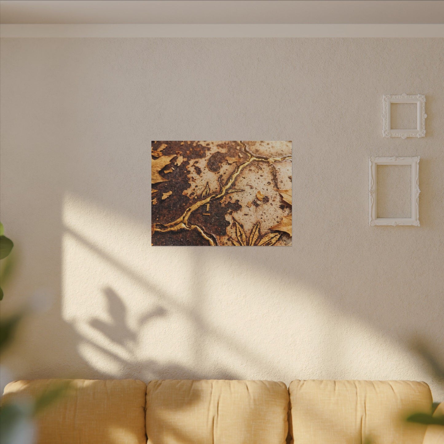 Kintsugi Rust Patina in Golden Hour | Gold Vein Canvas Art