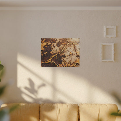 Kintsugi Rust Patina in Golden Hour | Gold Vein Canvas Art