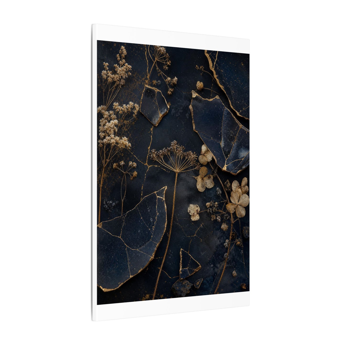 Philosophical Dried Flowers Canvas Art - Broken Beauty Kintsugi