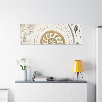 Japandi Fern Unfurling in Golden Hour | Japanese Pattern Canvas Art