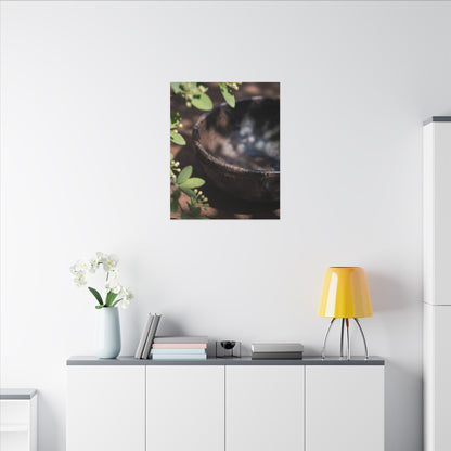 Ceramic Bowl Shadow Zen Canvas Art | Moody Dark Japandi Art