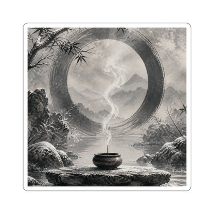 Seijaku Incense Smoke Sticker - Zen Sumi E