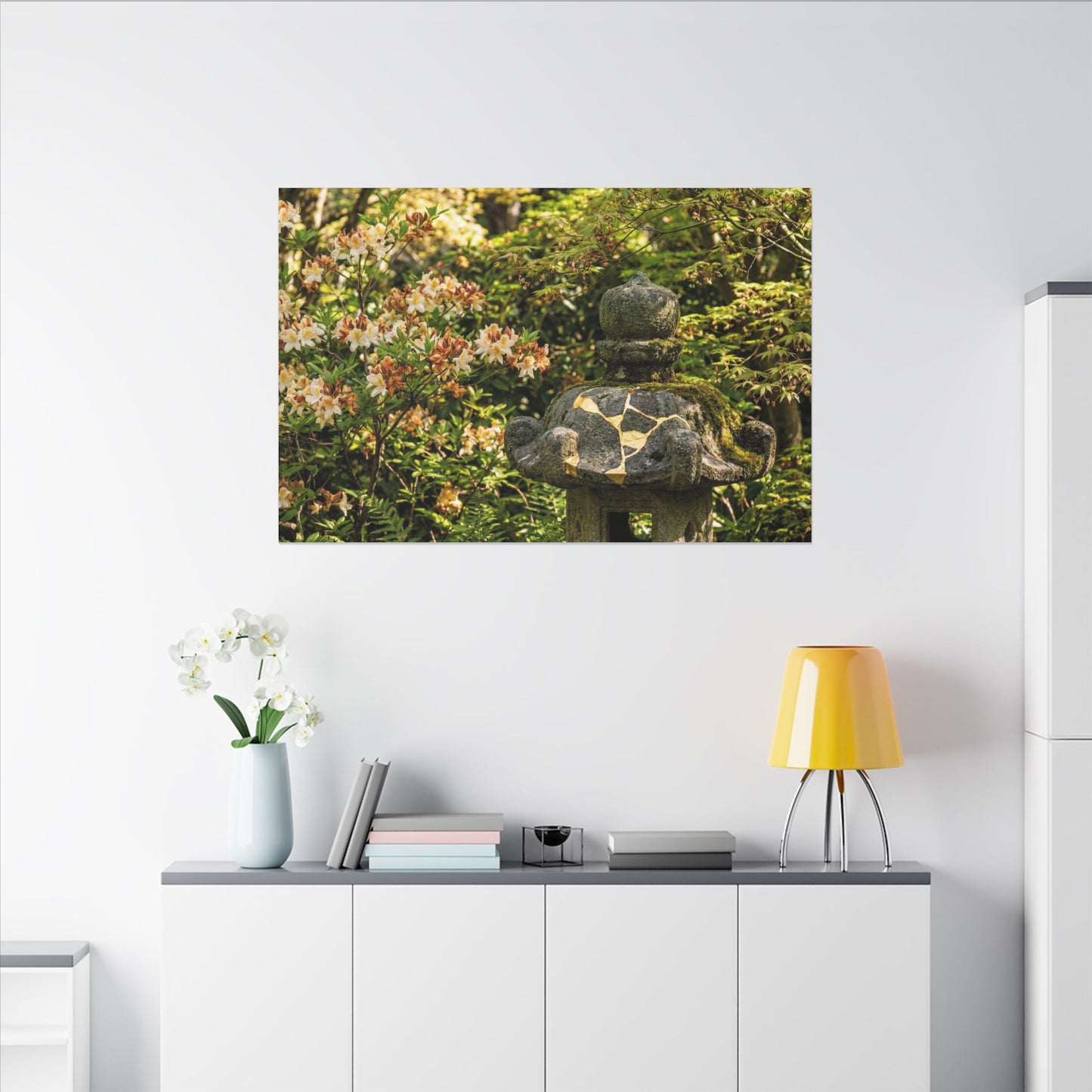 Spring Stone Lantern Gold Repair Canvas Art | Beautiful Decor
