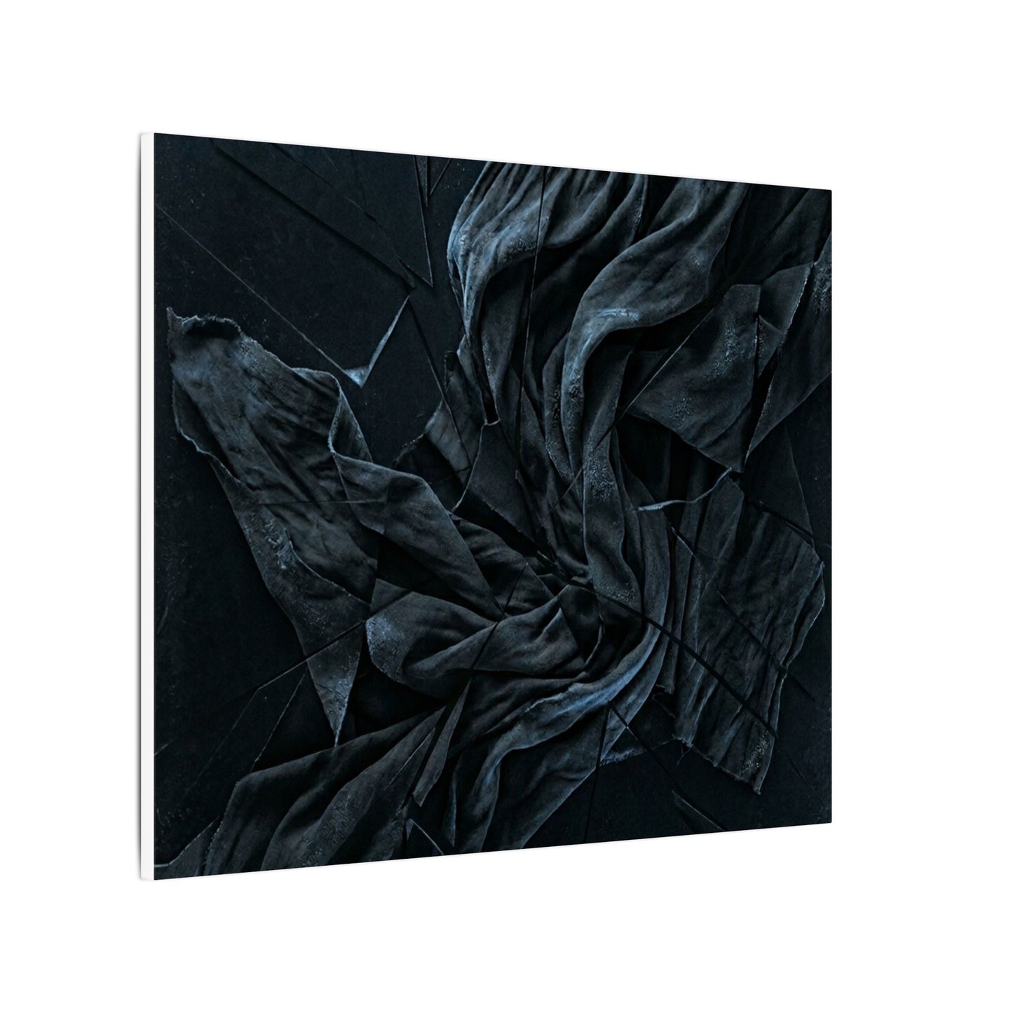 Dark Japandi Silk Drape in Moonlight | Moody Minimal Canvas Art