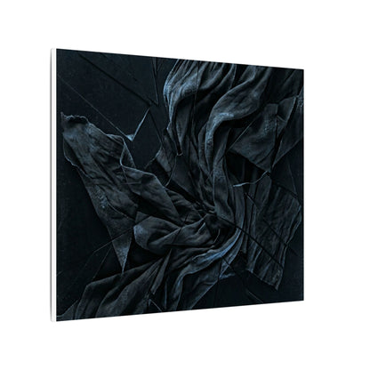 Dark Japandi Silk Drape in Moonlight | Moody Minimal Canvas Art