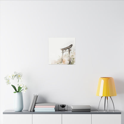 Fukinsei Torii Gate Canvas Art - Japandi Watercolor