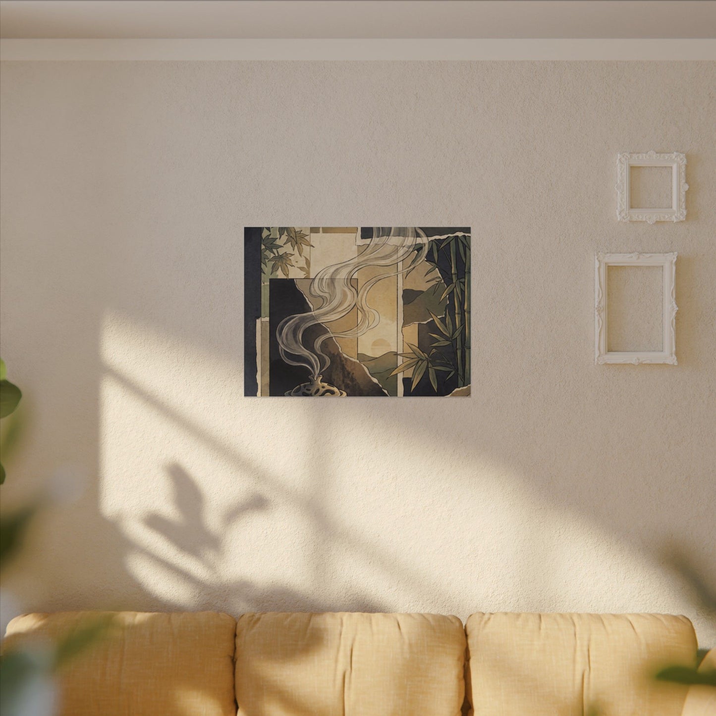 Tranquil Incense Smoke Canvas Art - Ukiyo E Inspired Zen