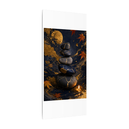 River Stones Autumn Canvas Art | Kintsugi Artful Design