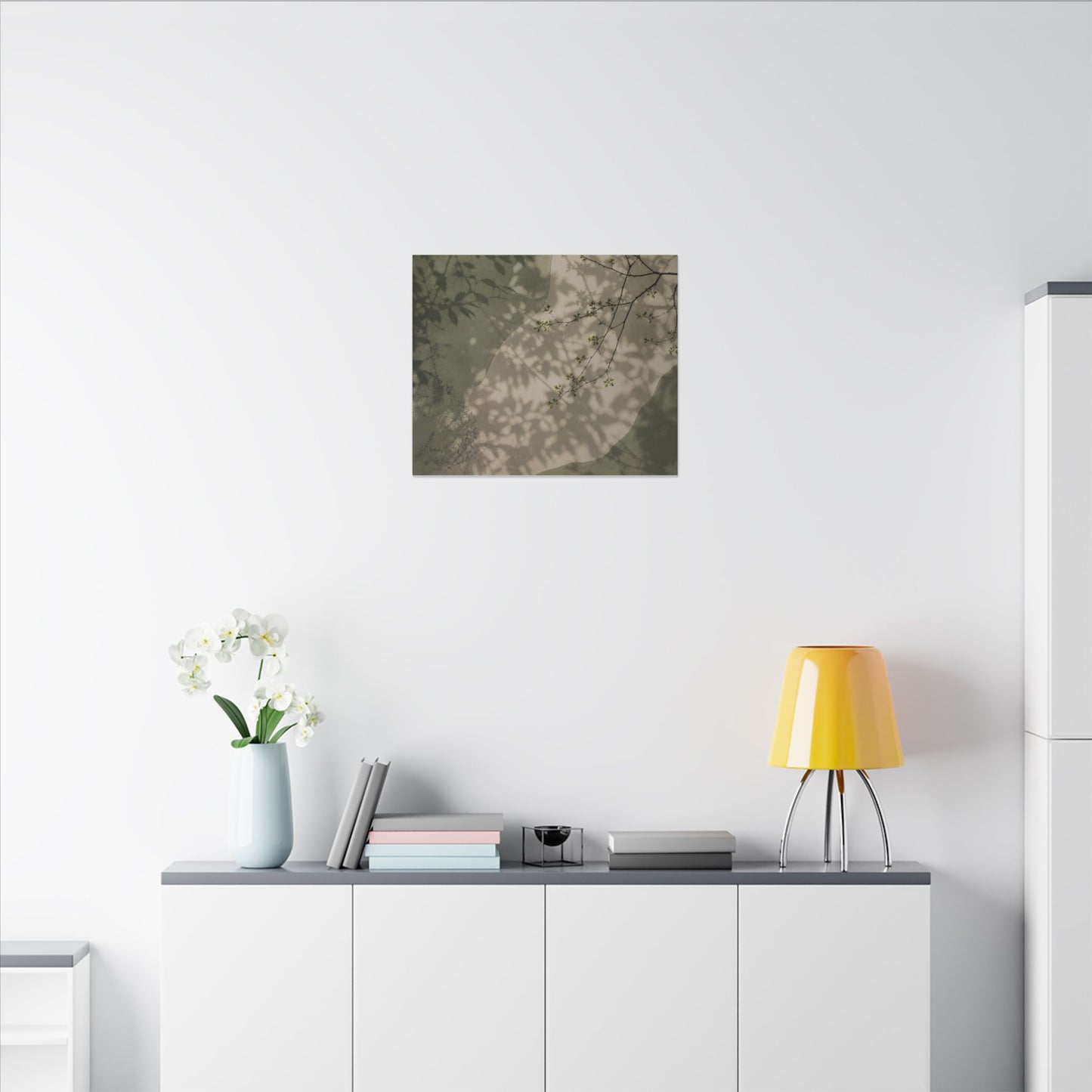 Neutral Shadow Play Canvas Art - Japanese Pattern Japandi