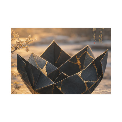 Kintsugi Paper Fold in Golden Hour | Gold Repair Canvas Art