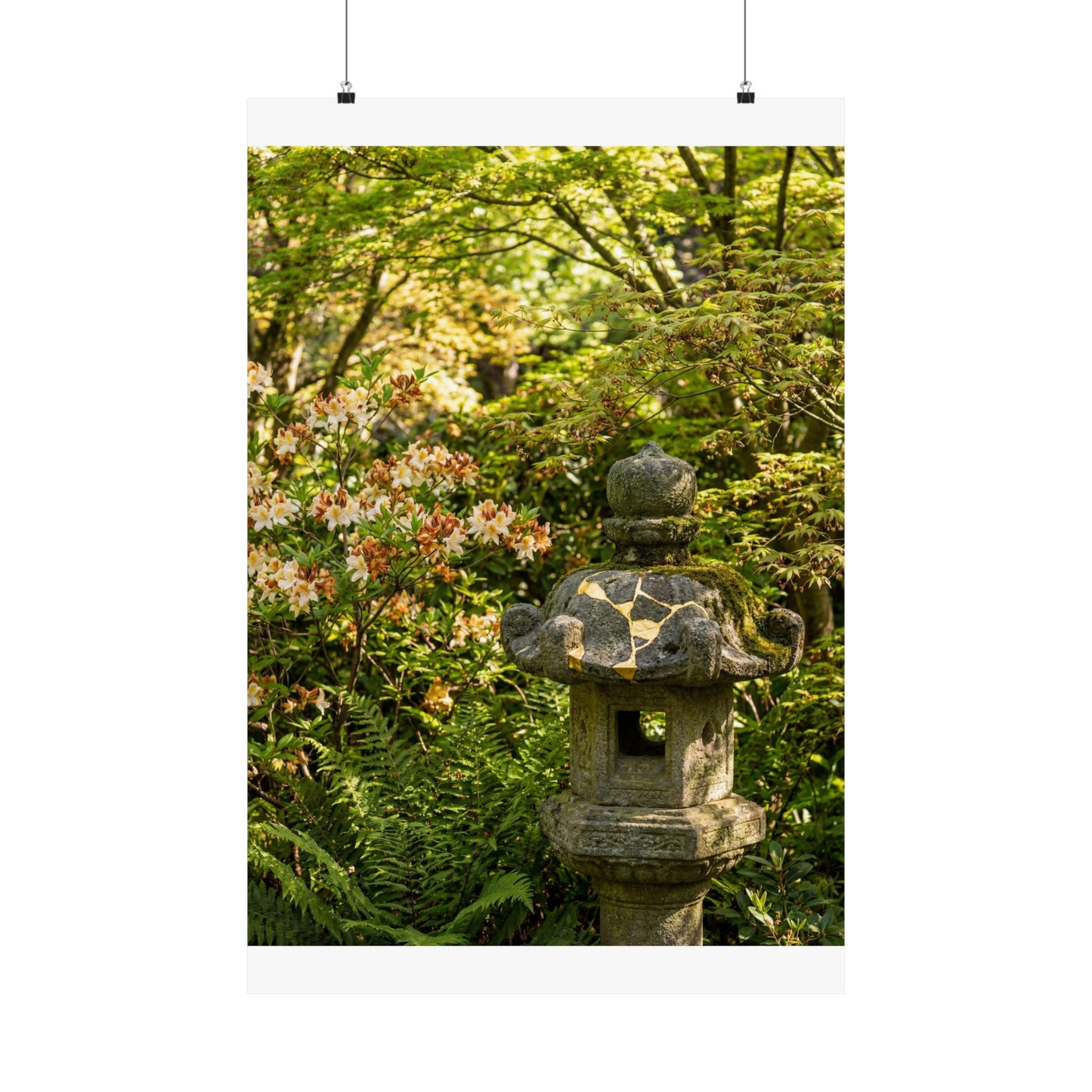 Dappled Stone Lantern Wall Art Print - Kintsugi Shibui Art Print
