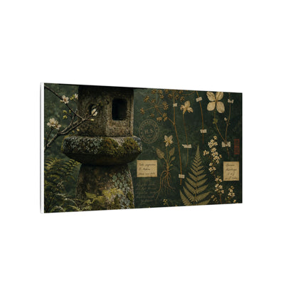 Spring Stone Lantern Herbarium Canvas Art | Nostalgic Decor