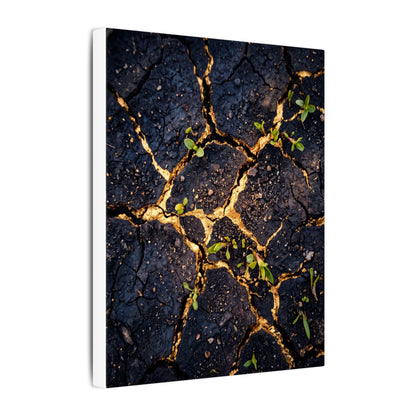 Spring Cracked Earth Crackle Gold Canvas Art | Healing Decor