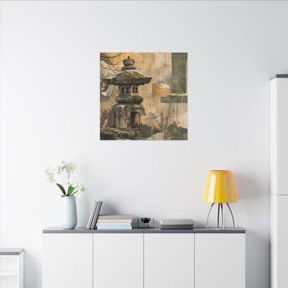 Elegant Stone Lantern Canvas Art - Texture Japandi