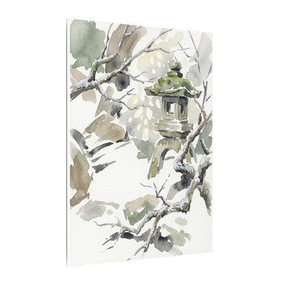 Elegant Stone Lantern Canvas Art - Watercolor Japandi
