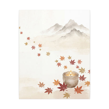 Earthy Mountain Mist Canvas Art - Japanese Pattern Japandi