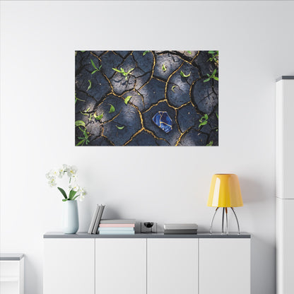 Cracked Earth Canvas Art | Spring Dark Japandi Moody Minimal Art