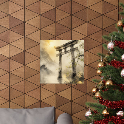 Torii Gate Wall Art Print | Spring Zen Sumi E Art