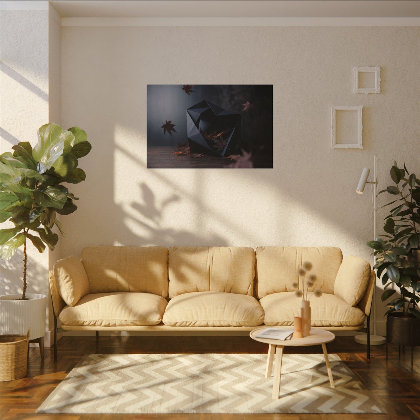 Dark Japandi Paper Fold in Dawn | Shadow Zen Canvas Art