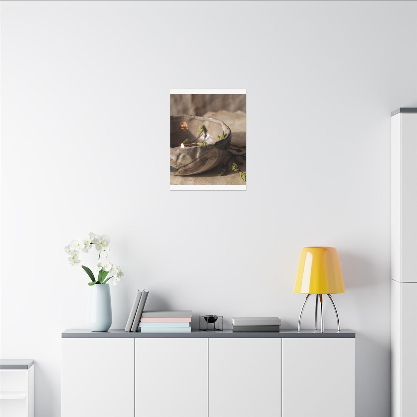 Candlelight Ceramic Bowl Canvas Art - Japandi Ma