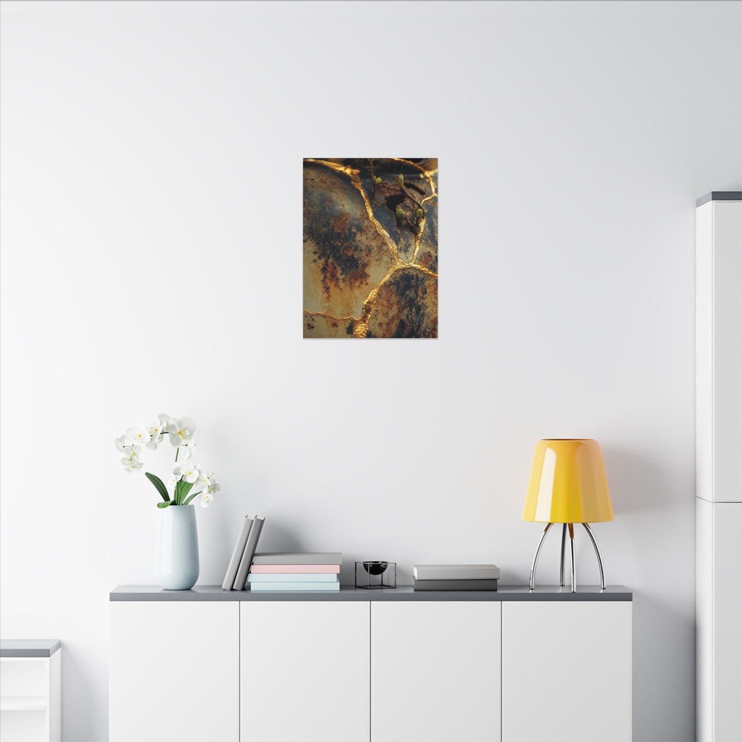 Datsuzoku Rust Patina Canvas Art - Kintsugi Crackle Gold