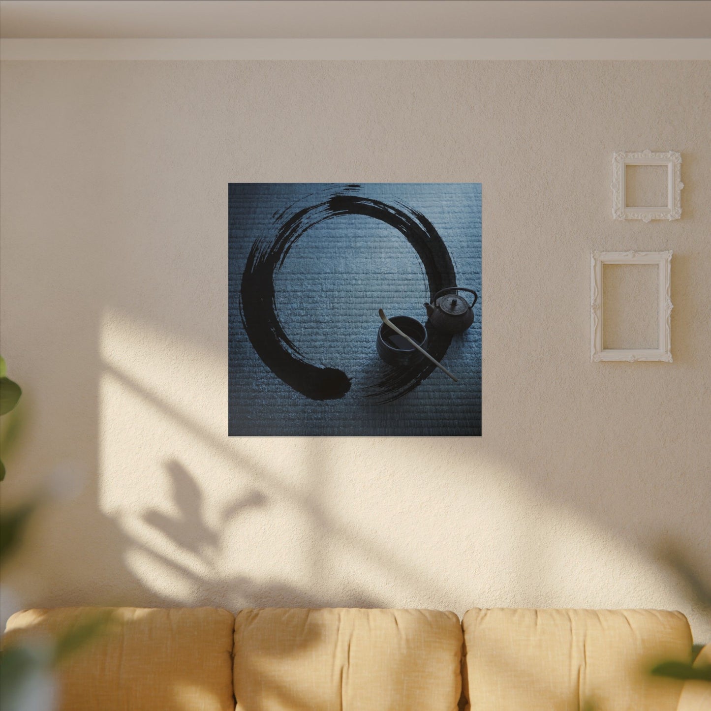 Winter Tea Ceremony Enso Canvas Art | Peaceful Decor