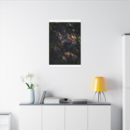 Ma River Stones Canvas Art - Dark Japandi Dark Texture
