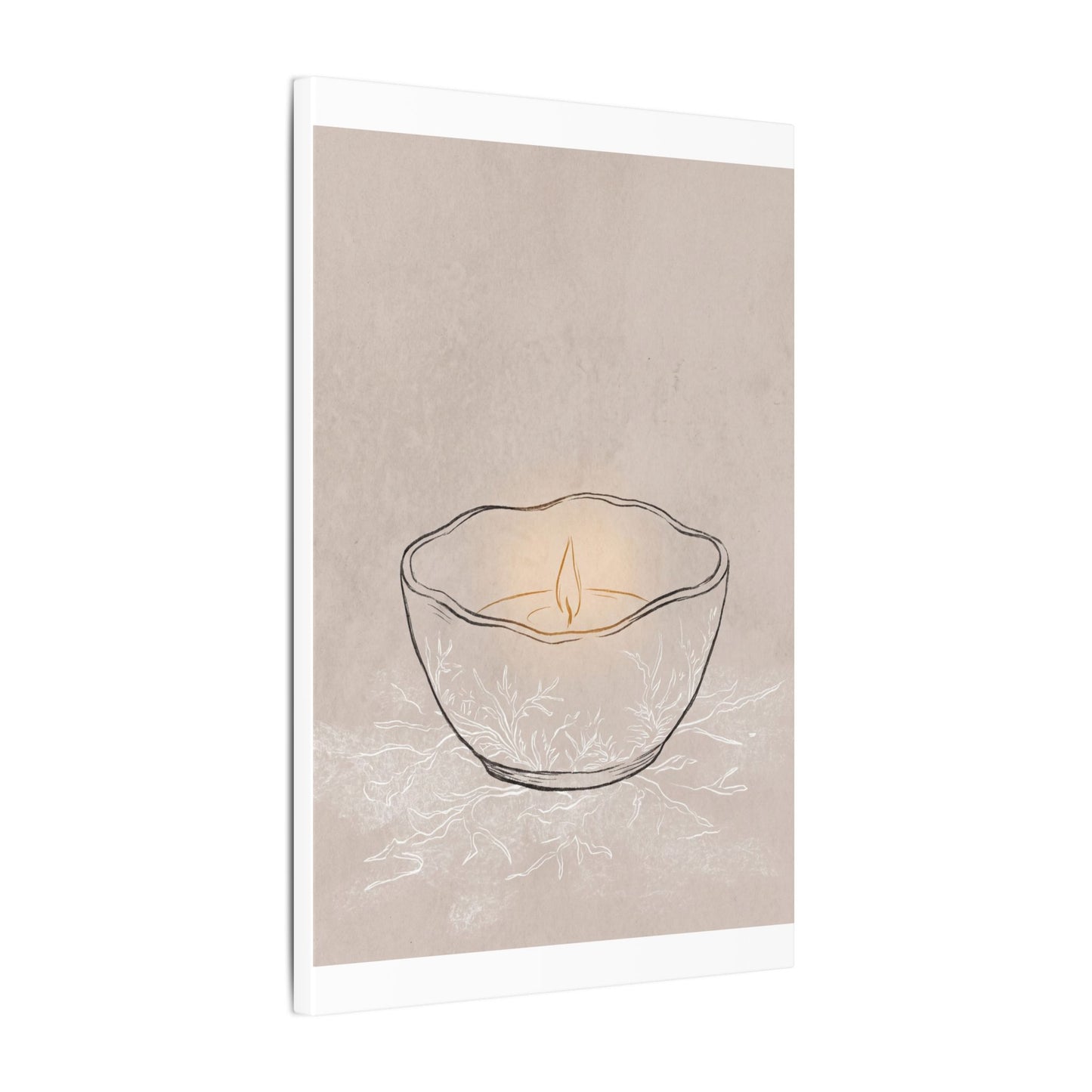 Ceramic Bowl Minimal Line Canvas Art | Neutral Japandi Art