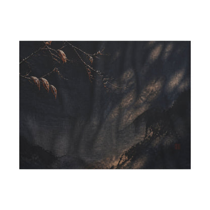 Atmospheric Silk Drape Canvas Art - Charcoal Ink Dark Japandi