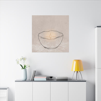 Ceramic Bowl Minimal Line Canvas Art | Neutral Japandi Art