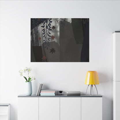 Wisteria Autumn Canvas Art | Dark Japandi Moody Design