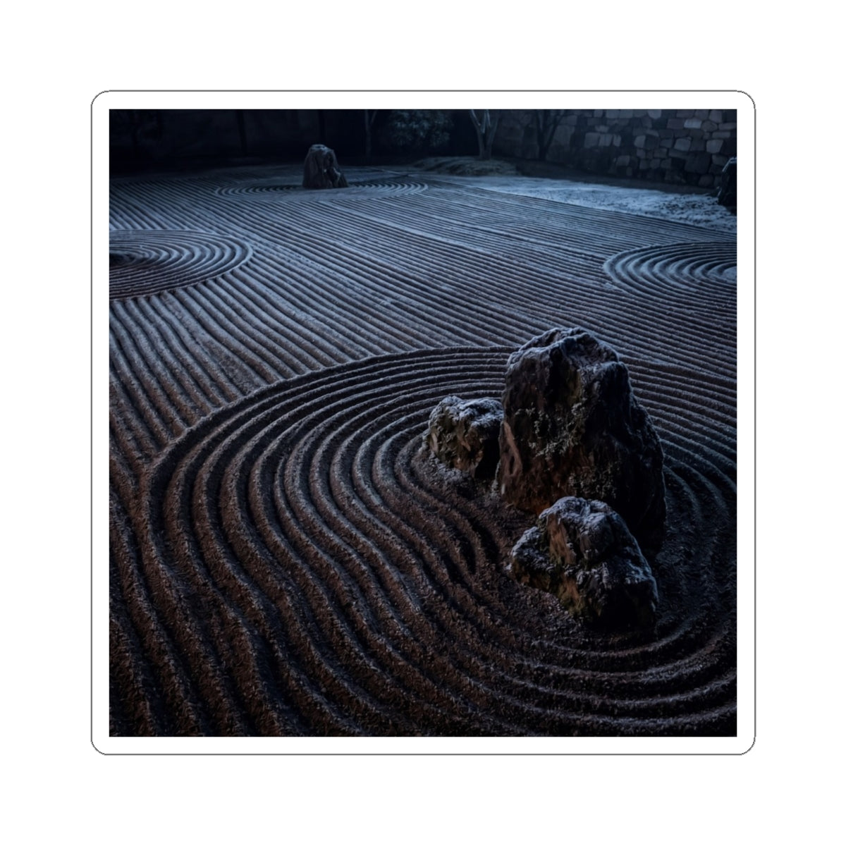 Rock Garden Moody Minimal Sticker | Moody Dark Japandi Art