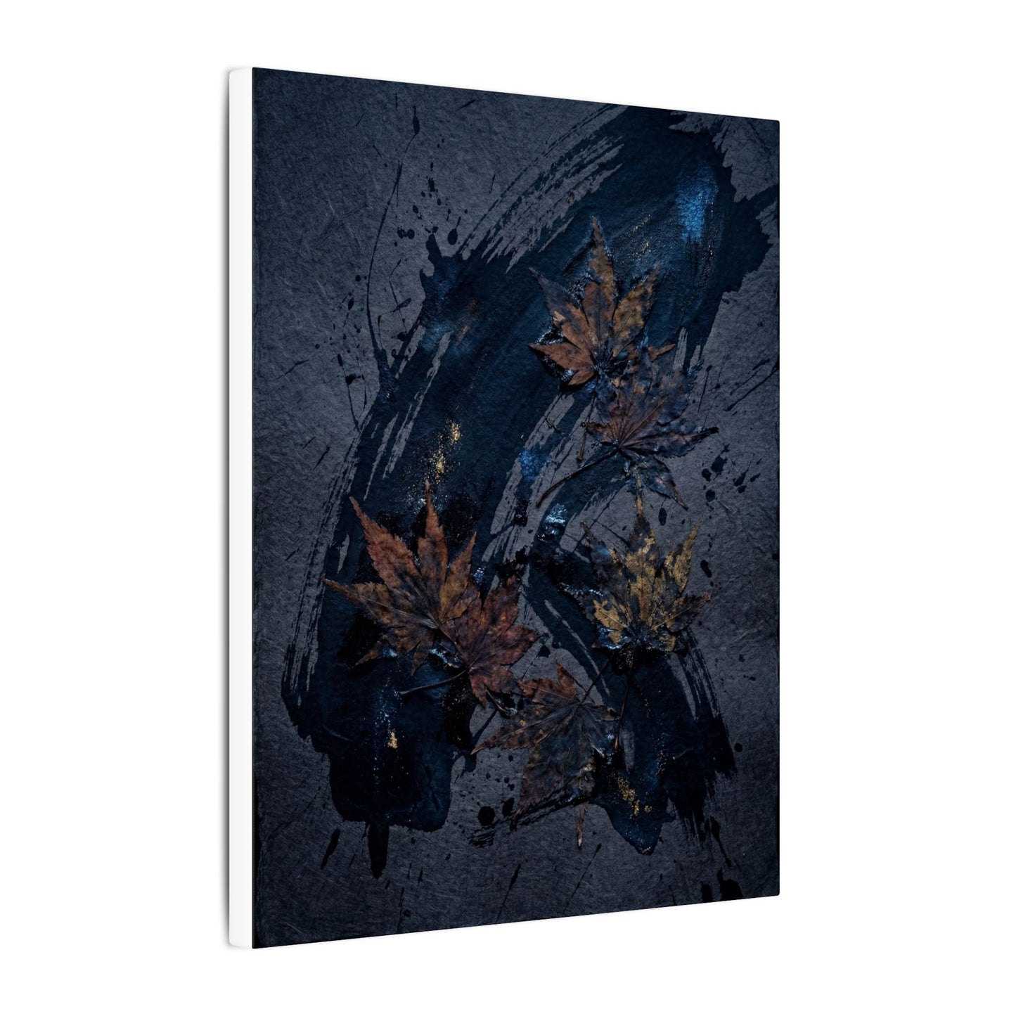 Sophisticated Ink Brushstroke Canvas Art - Dark Texture Dark Japandi