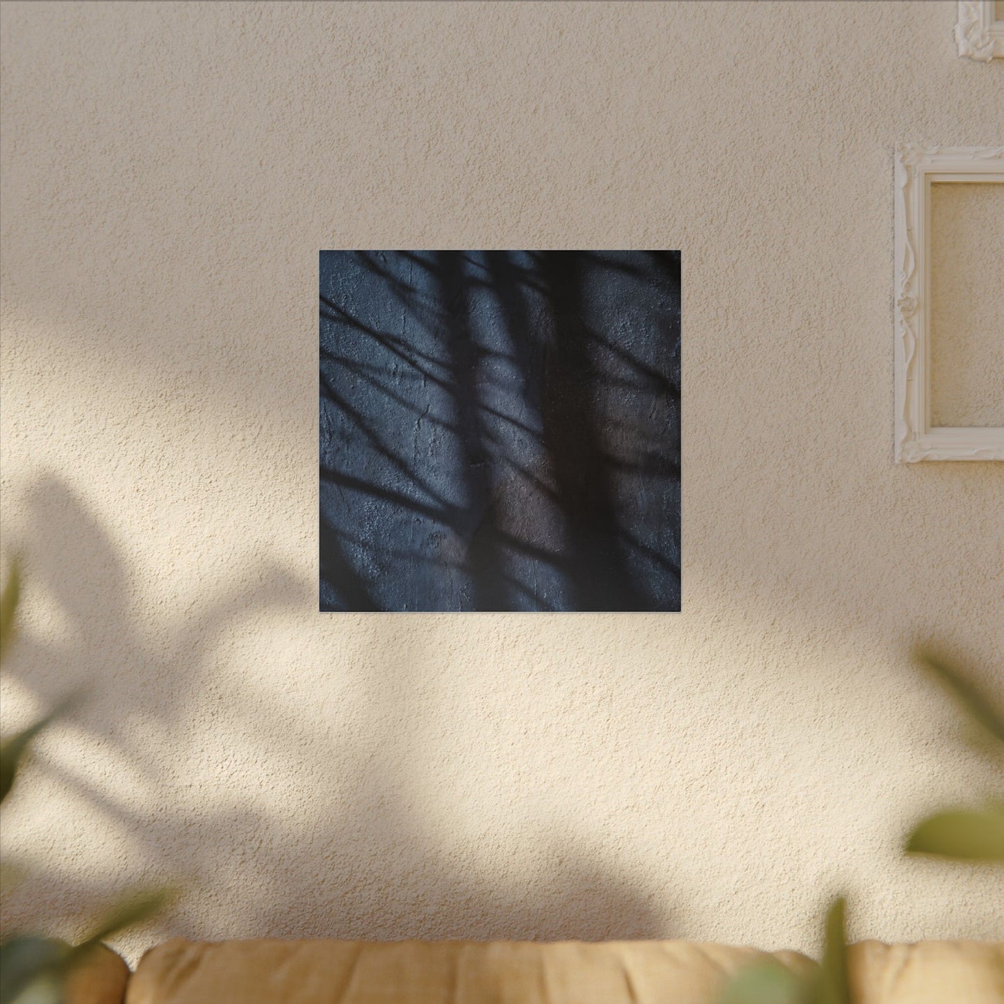 Dark Japandi Shadow Play in Moonlight | Moody Minimal Canvas Art