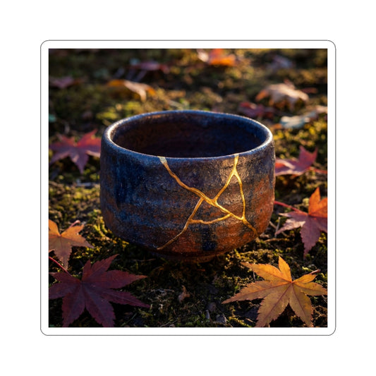 Moonlit Garden Gold Repair Sticker | Healing Kintsugi Art Art Print