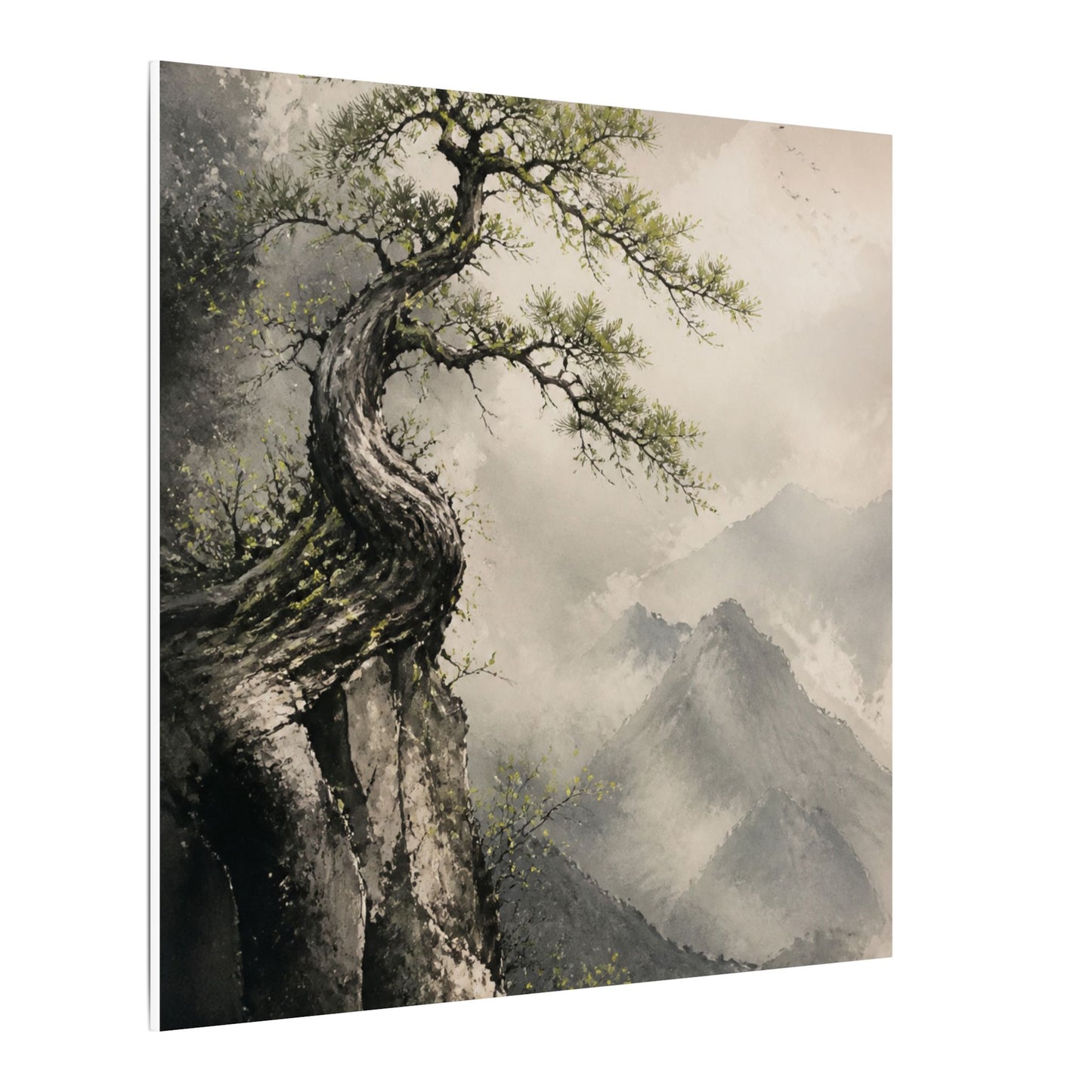 Spring Pine Tree Watercolor Canvas Art | Warm Decor