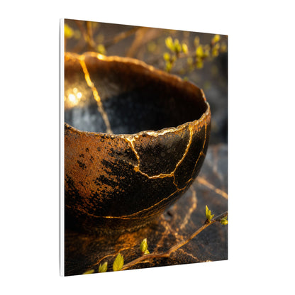Kintsugi Ceramic Bowl in Golden Hour | Gold Vein Canvas Art