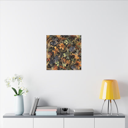 Spring Dried Flowers Japanese Pattern Canvas Art | Warm Decor
