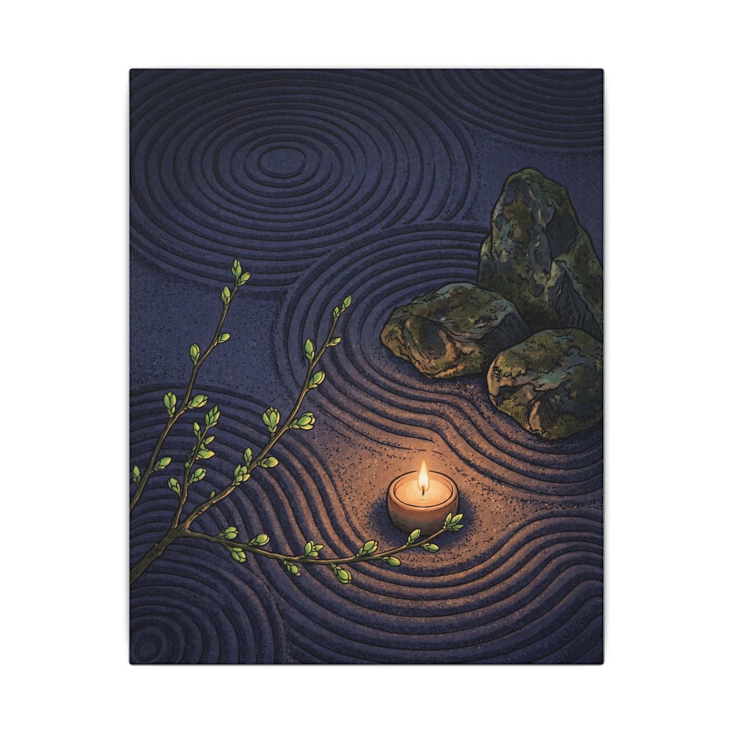 Mono No Aware Rock Garden Canvas Art - Zen Ukiyo E Inspired