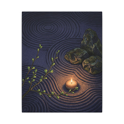 Mono No Aware Rock Garden Canvas Art - Zen Ukiyo E Inspired