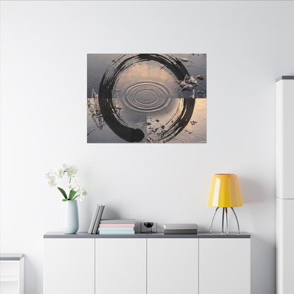 Winter Water Ripple Enso Canvas Art | Tranquil Decor