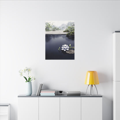 Lotus Flower Karesansui Canvas Art | Tranquil Zen Art