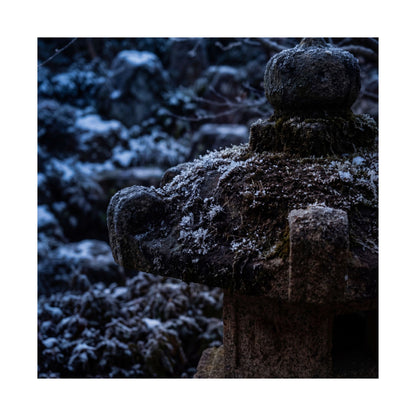 Winter Stone Lantern Shadow Zen Wall Art Print | Atmospheric Decor