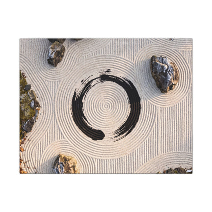 Rock Garden Canvas Art | Winter Zen Enso Art