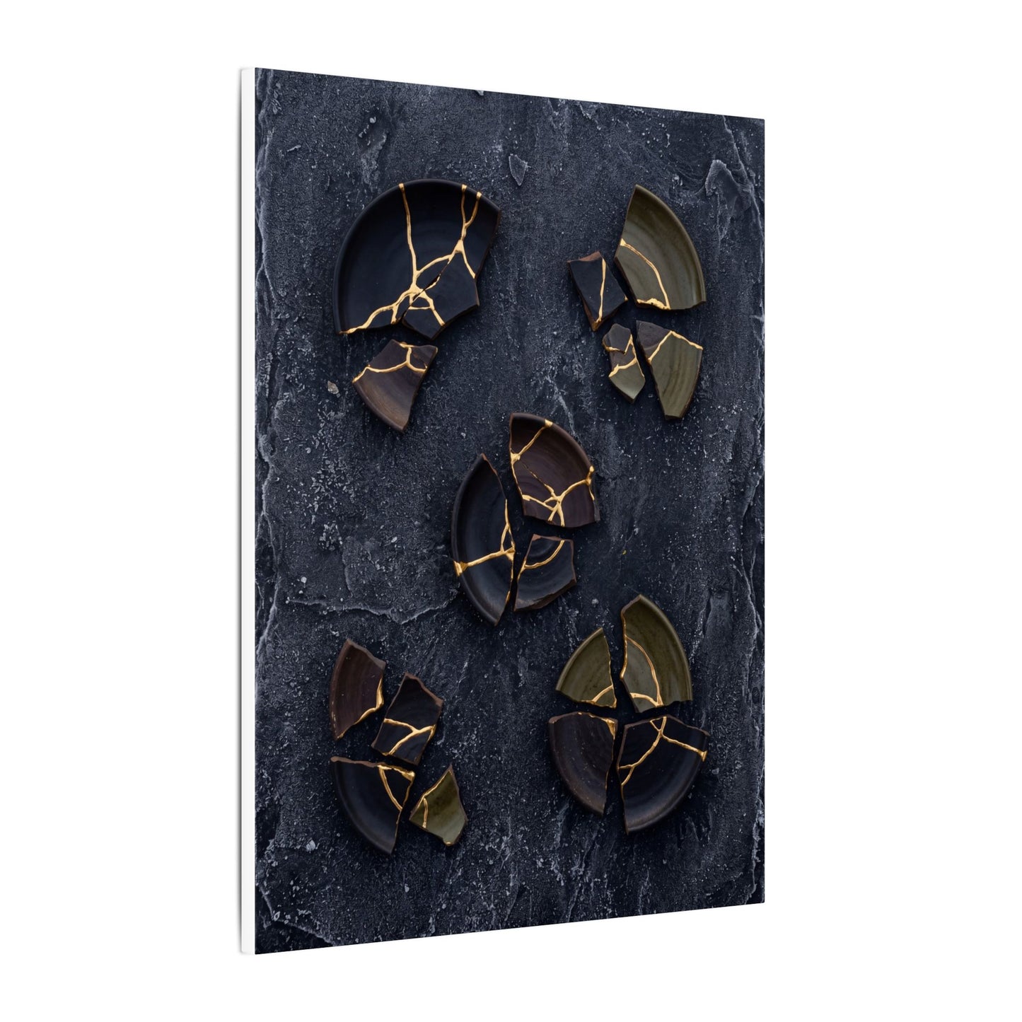 Broken Pottery Canvas Art | Winter Dark Japandi Shadow Zen Art