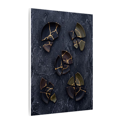 Broken Pottery Canvas Art | Winter Dark Japandi Shadow Zen Art