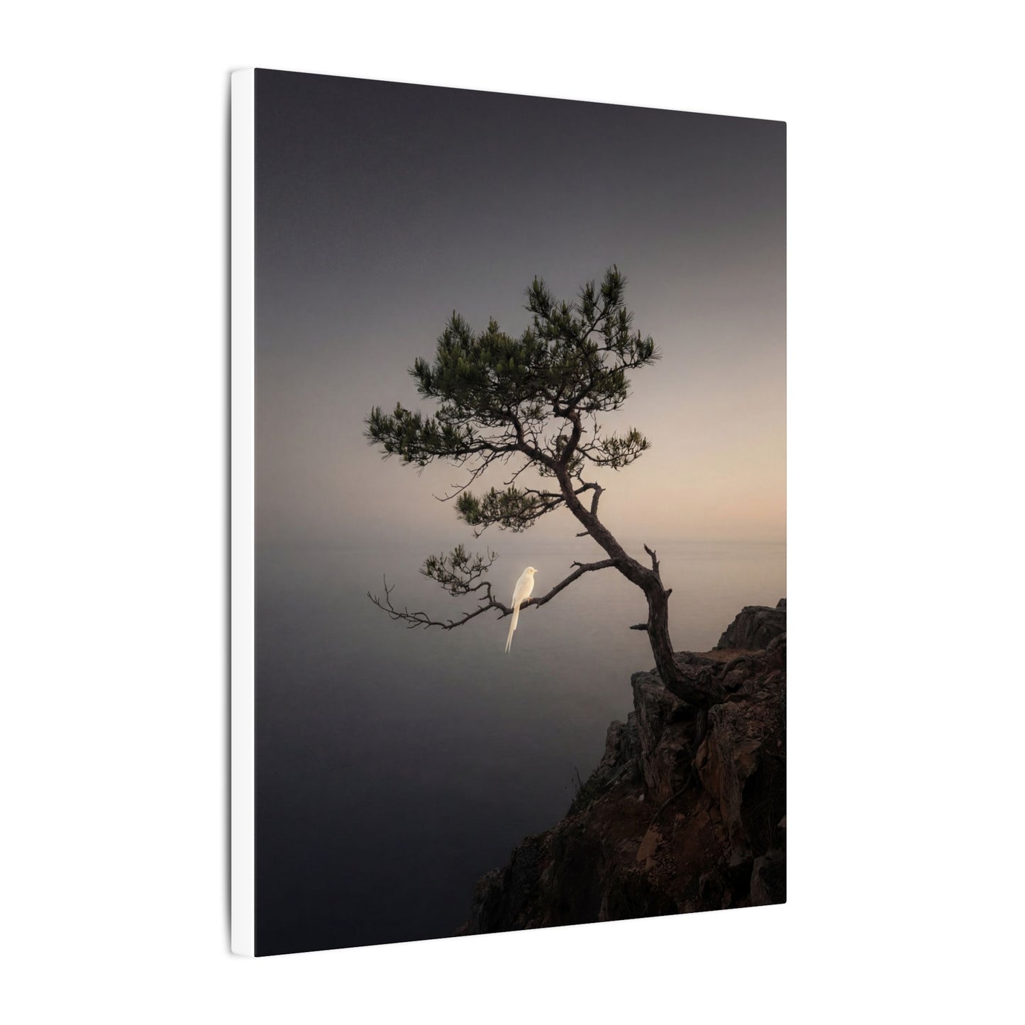 Dawn Pine Tree Canvas Art - Dark Japandi Datsuzoku