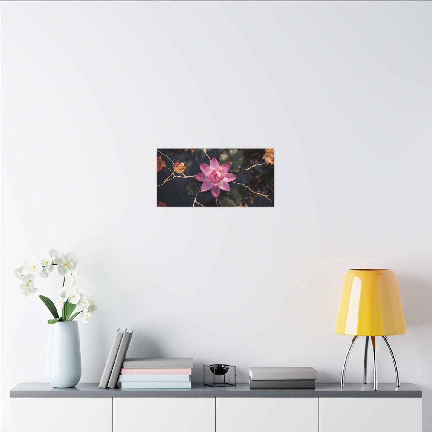 Ma Lotus Flower Canvas Art - Kintsugi Gold Vein